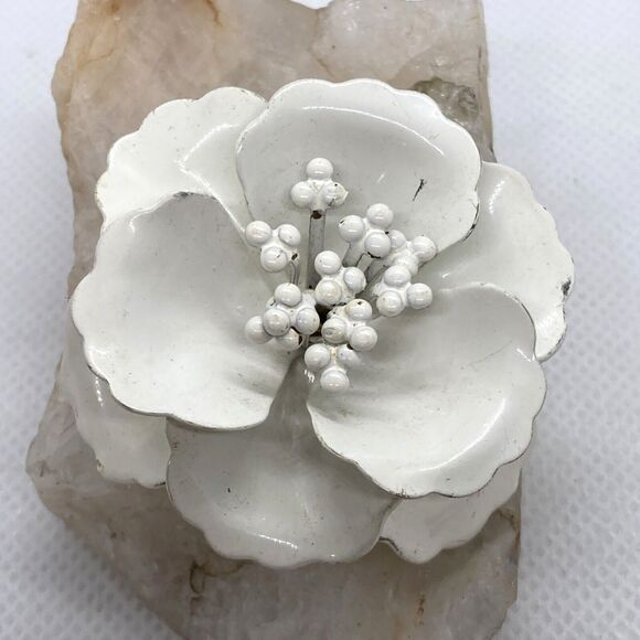 Vintage Lot of 3 Gold Tone Pin Brooch Floral Mod M Jent Gold & White Flower - Picture 6 of 16